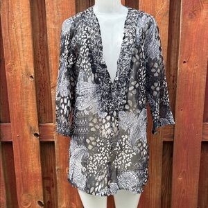 Raviya Black and White Tunic Swim Coverup Size S